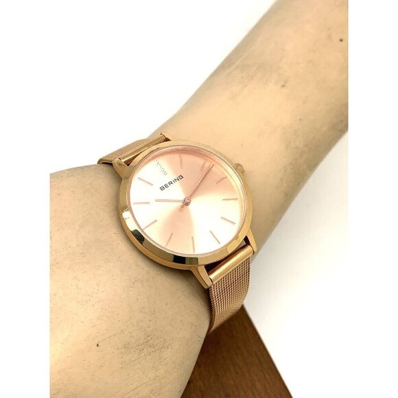 Bering Women's Watch 13434-366 Quartz Rose Gold Mesh Stainless Steel 34mm - Picture 6 of 14